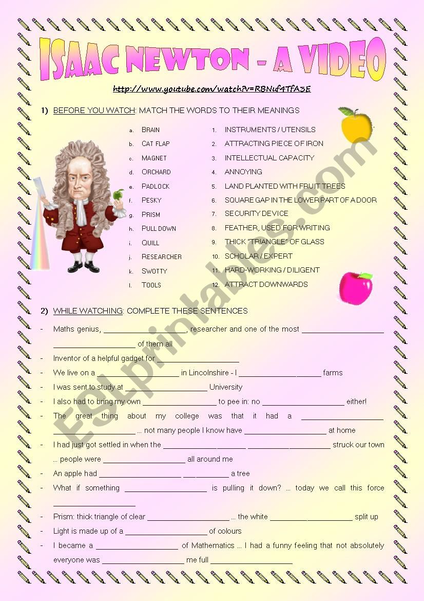 Isaac Newton - a video worksheet