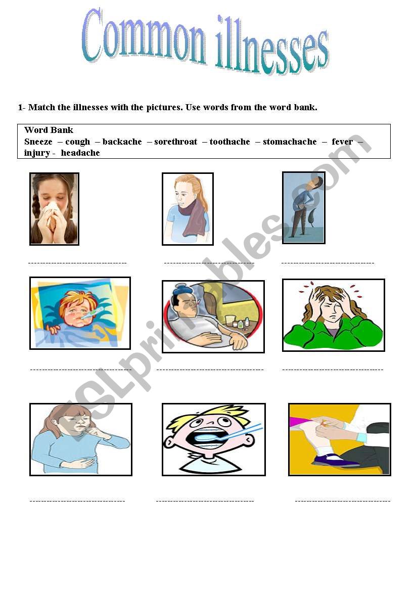 common illnesses worksheet