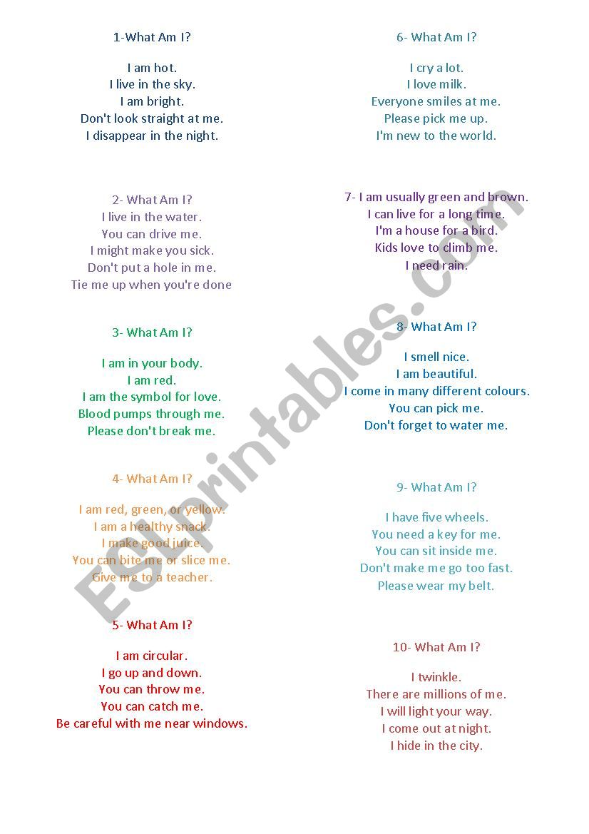 Guessing game worksheet