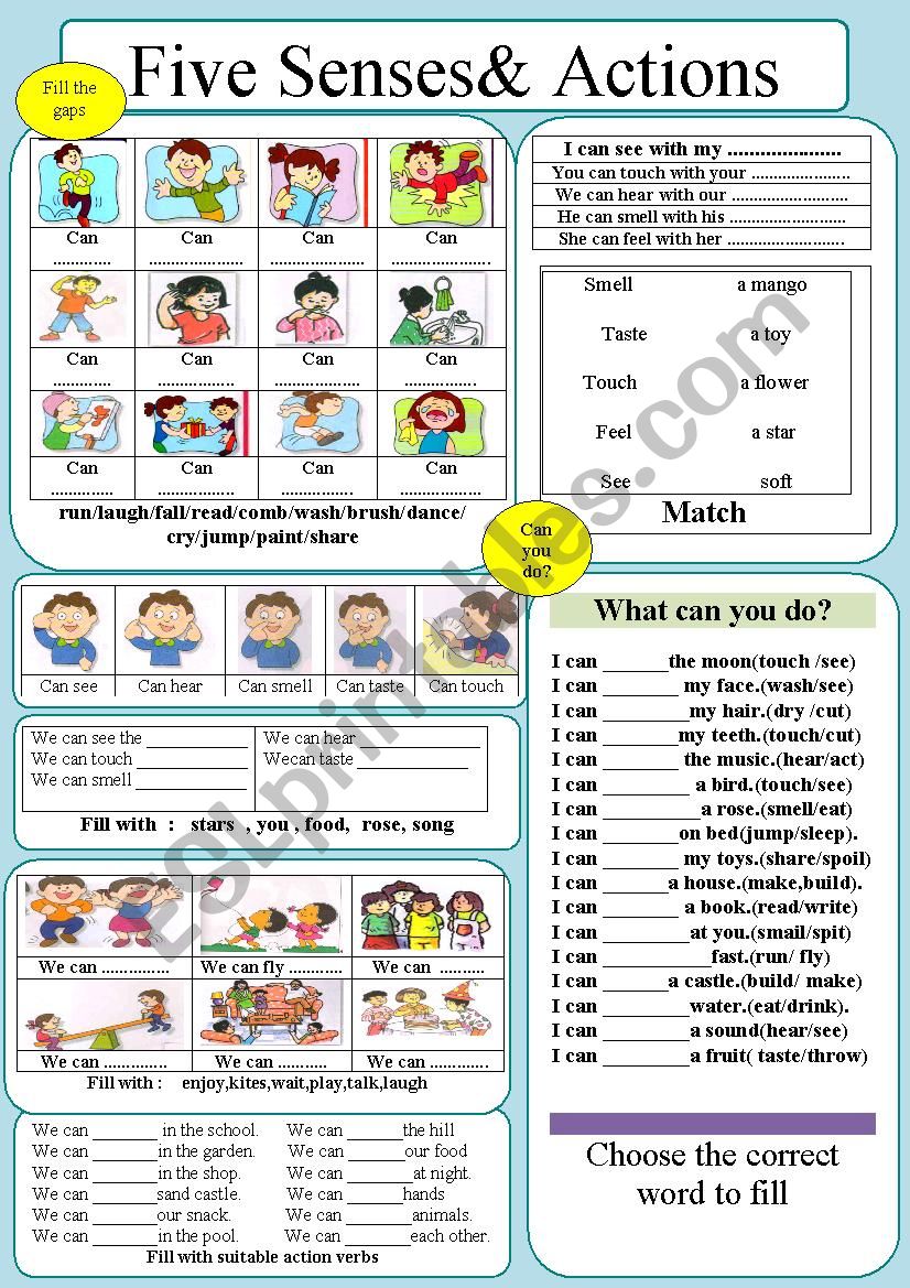 Senses & Action Verbs worksheet