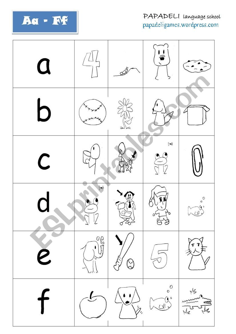 Aa-Ff worksheet