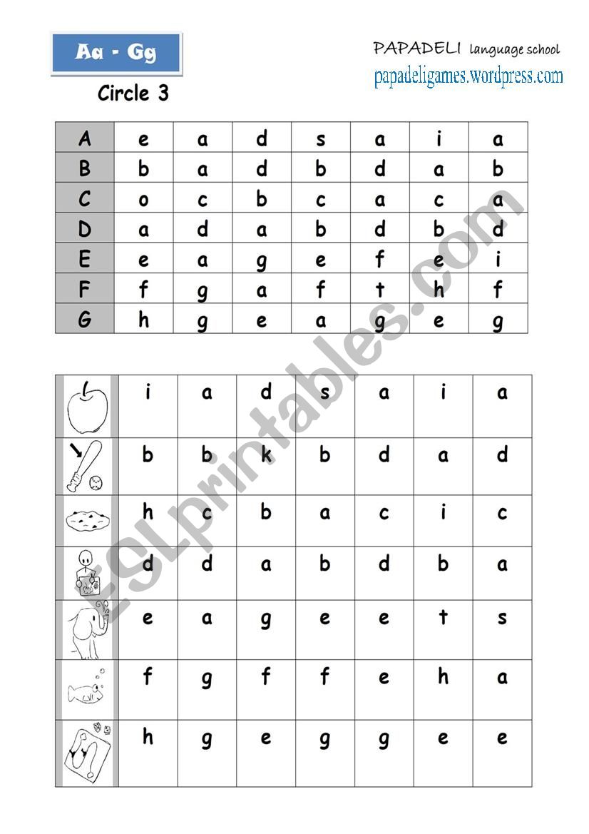 Aa-Gg worksheet