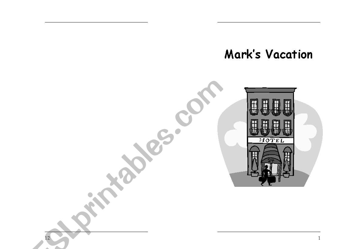 Marks Vacation--Booklet worksheet