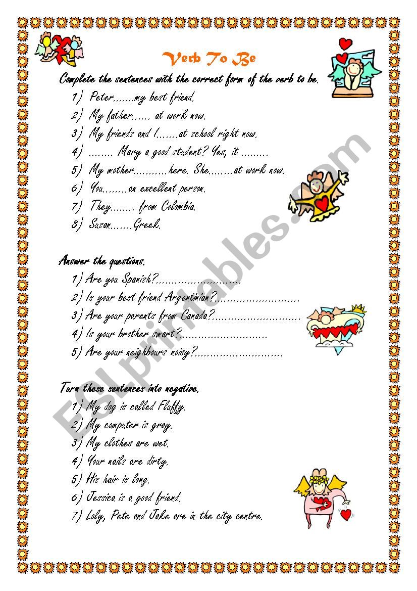 Verb to be for beginners. worksheet