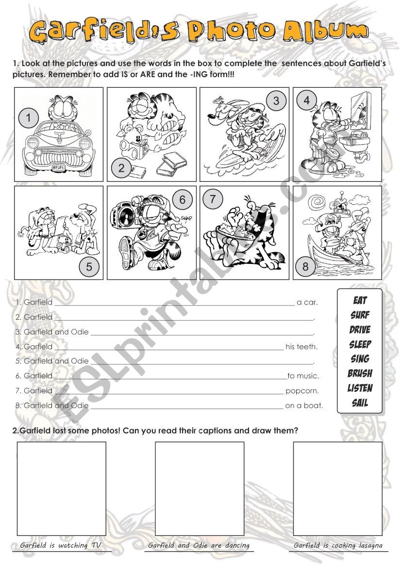 Garfields Photo Album worksheet