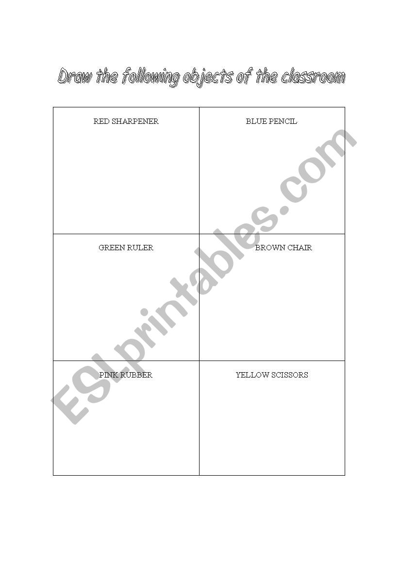 School Objects worksheet