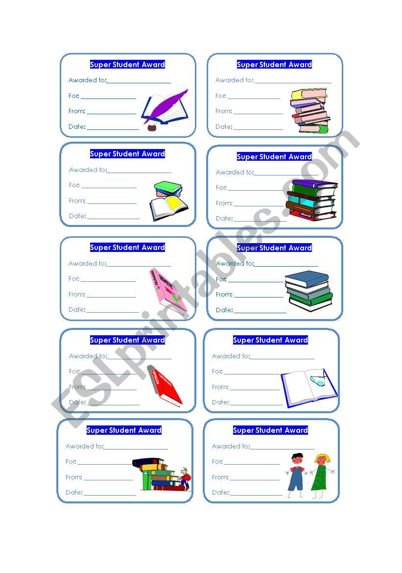 Awards worksheet