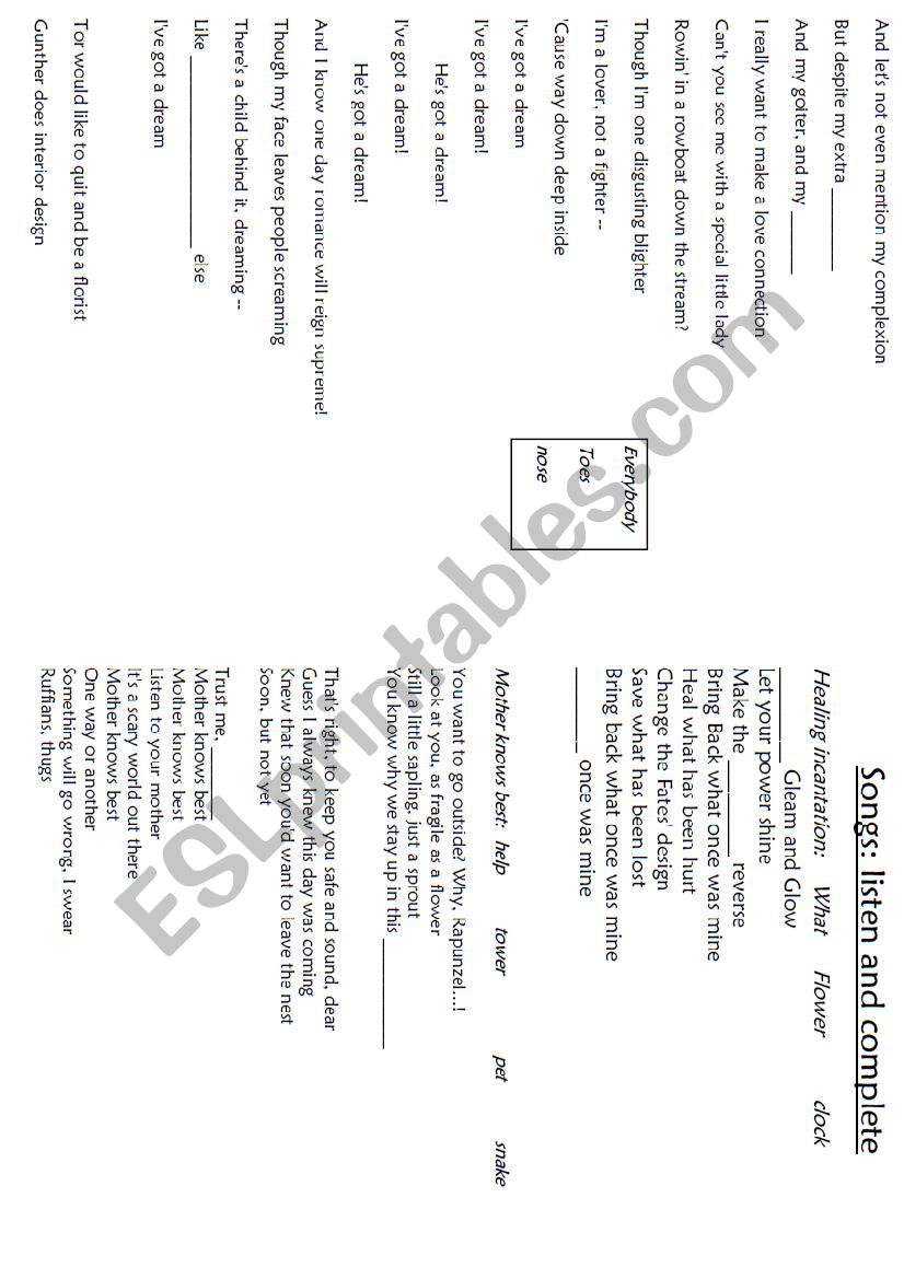 tangled booklet - part 4/4 worksheet
