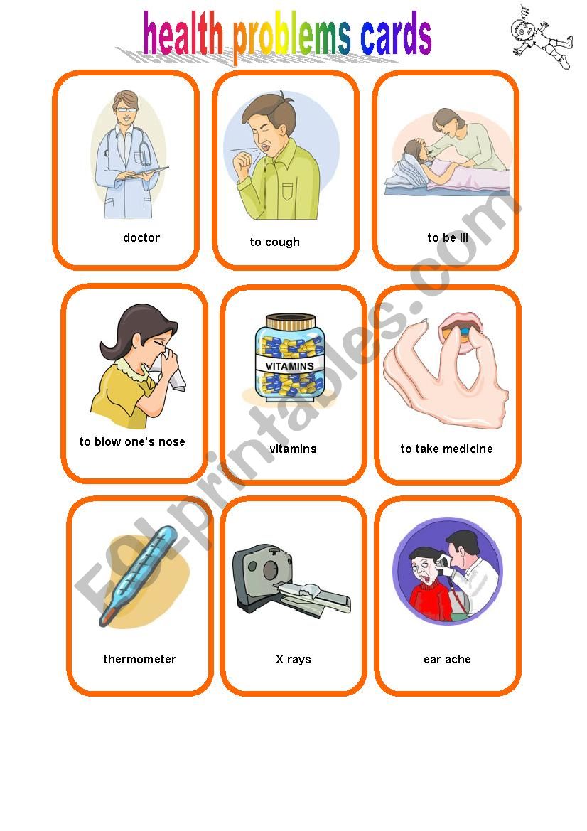 health problems cards worksheet