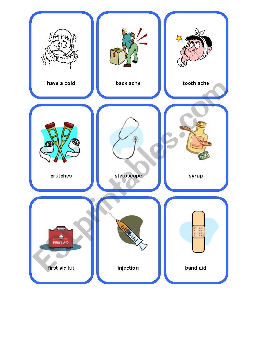 health problems cards esl worksheet by storyteller
