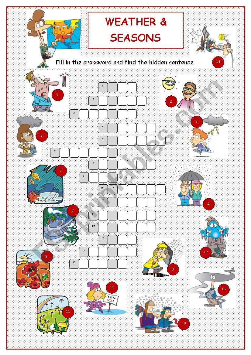 Weather & Seasons Crossword worksheet