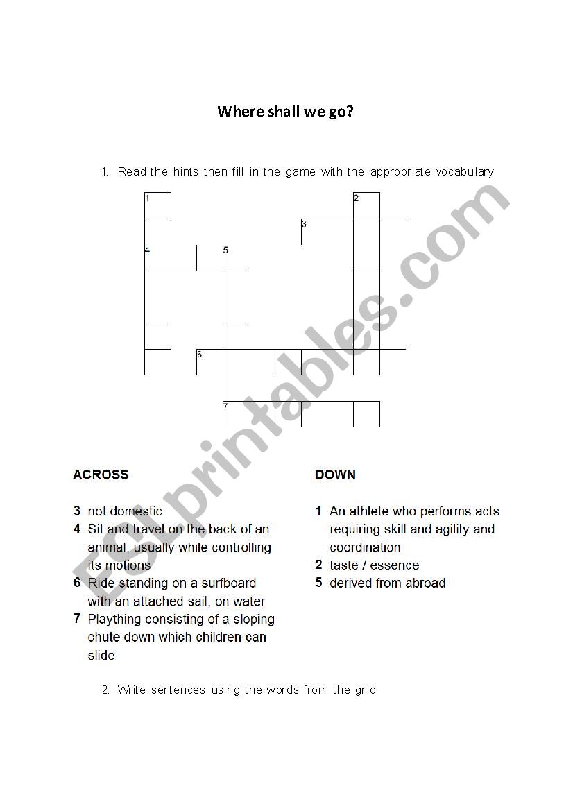 Where shall we go? worksheet