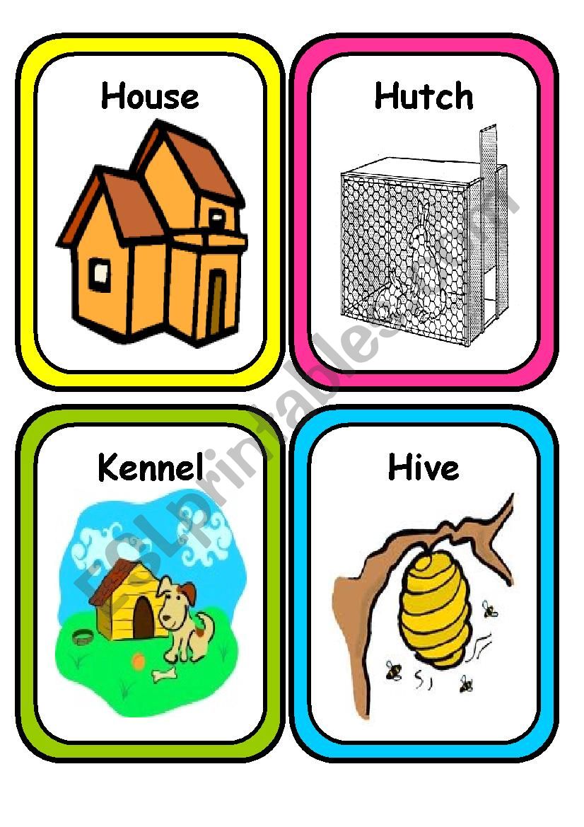 ANIMAL HOMES - Flash Cards - Part 1 