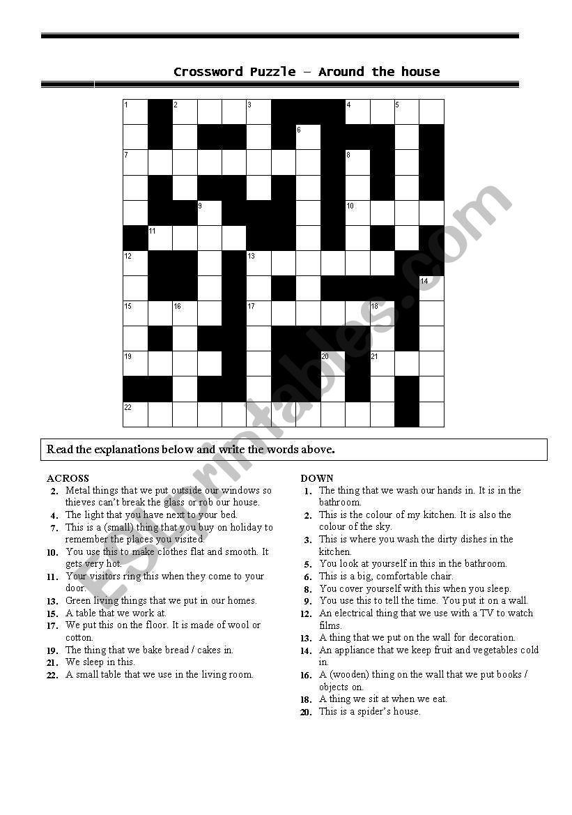 crossword puzzle-around the house