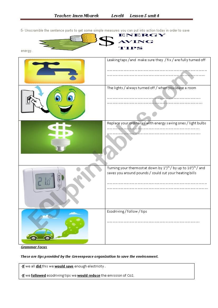 Ecodriving part 2 worksheet