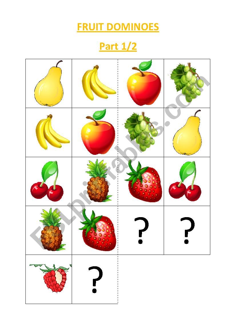 Fruit Dominoes Part1 worksheet