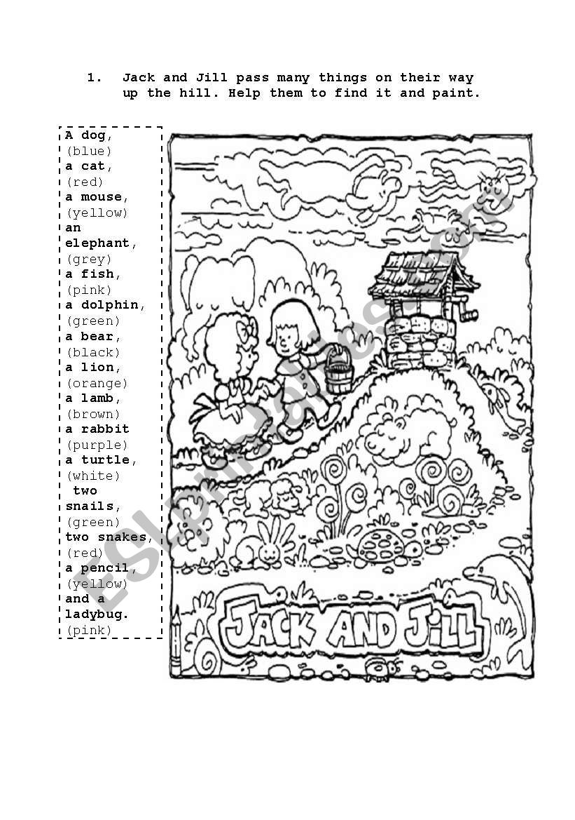 jack and jill song worksheet