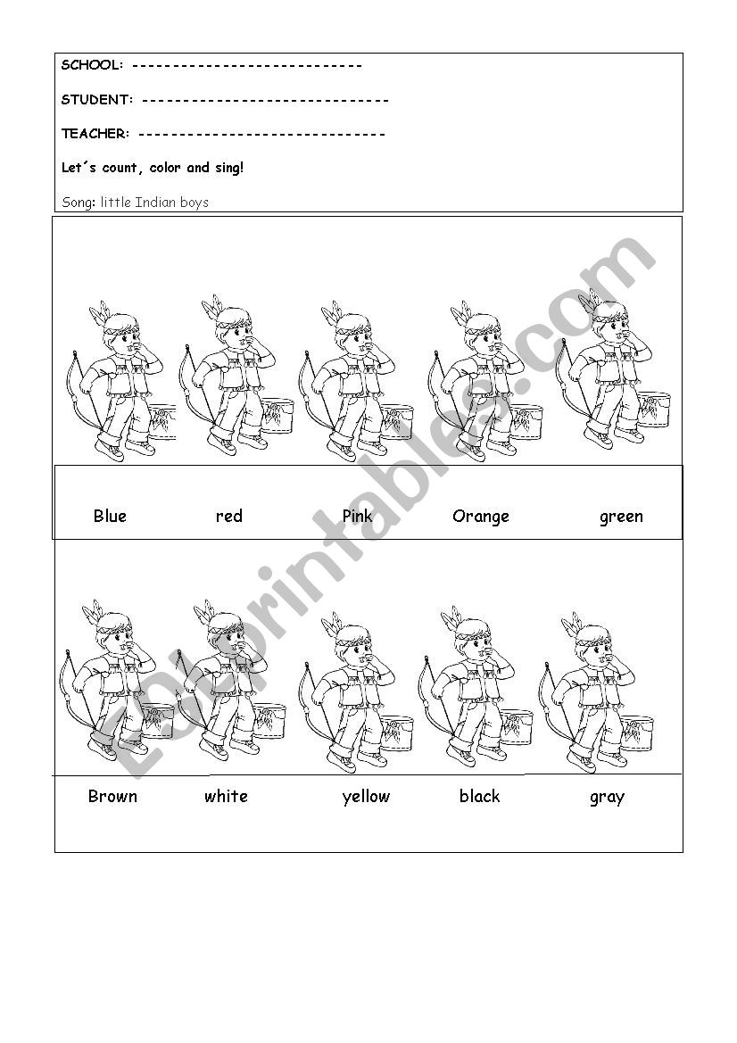 Little Indians  worksheet