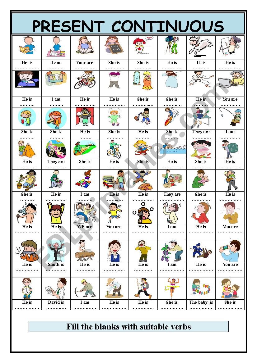 Present continuous worksheet