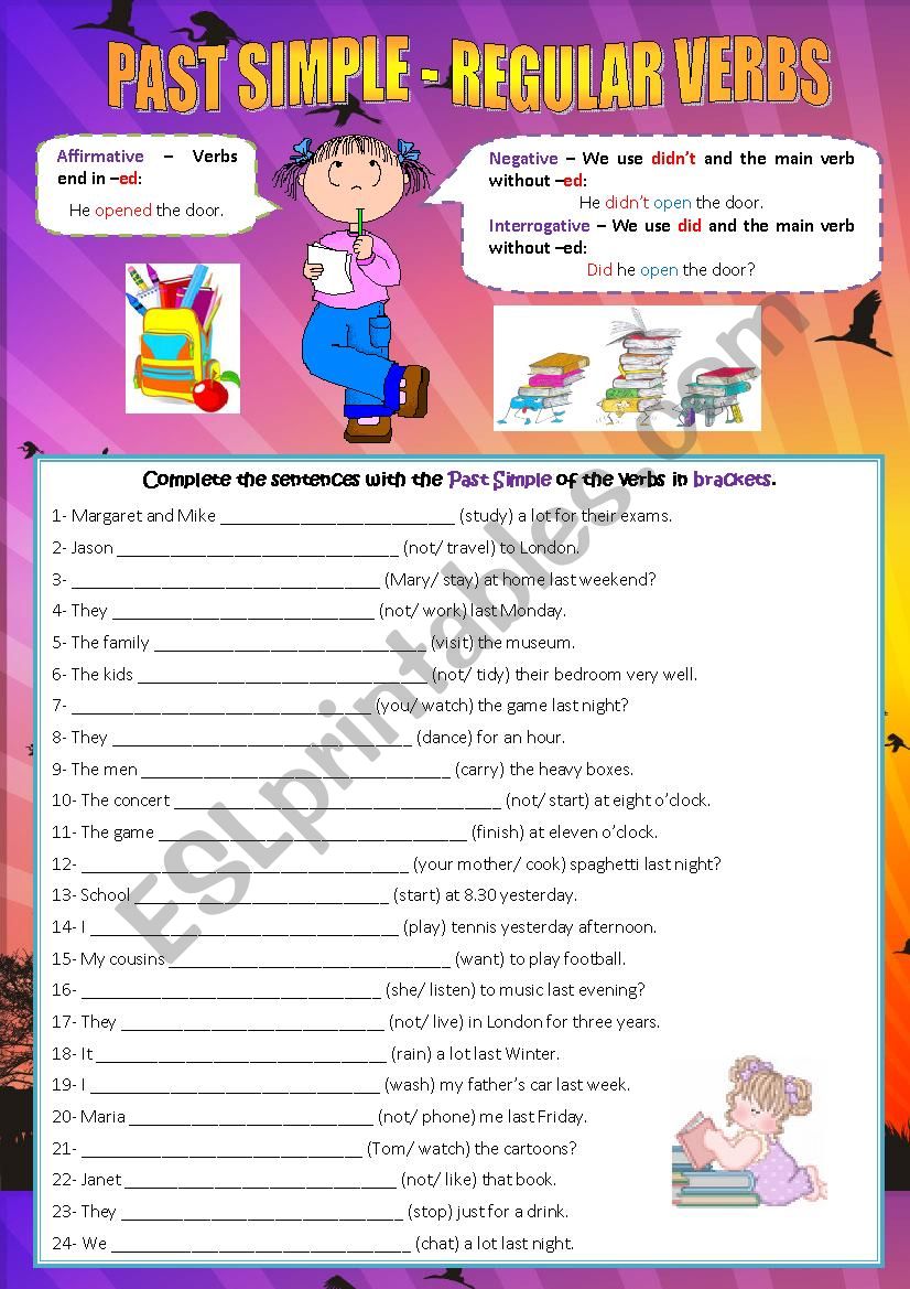 PAST SIMPLE - REGULAR VERBS worksheet