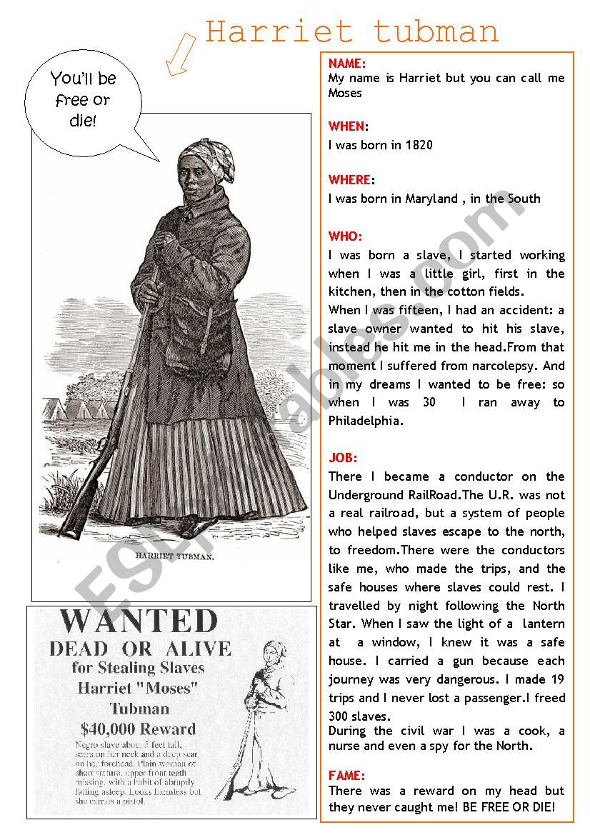 Harriett Tubman worksheet