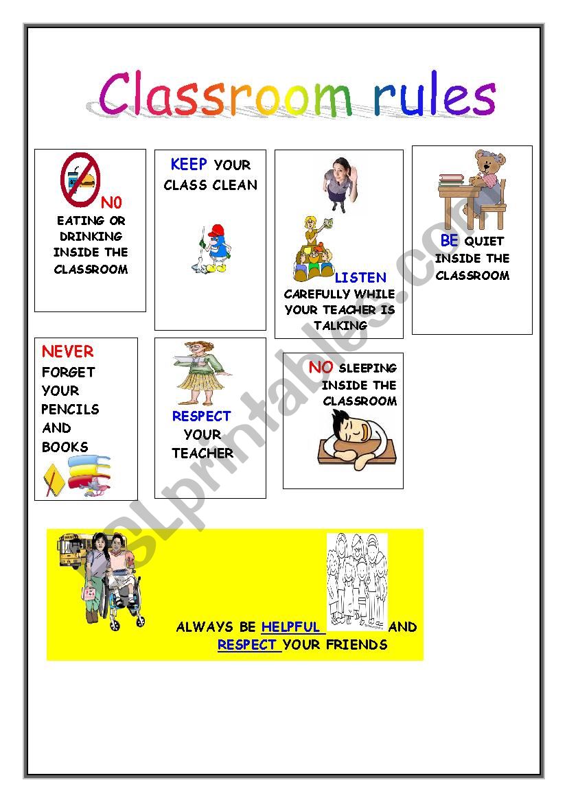 classroom rules worksheet