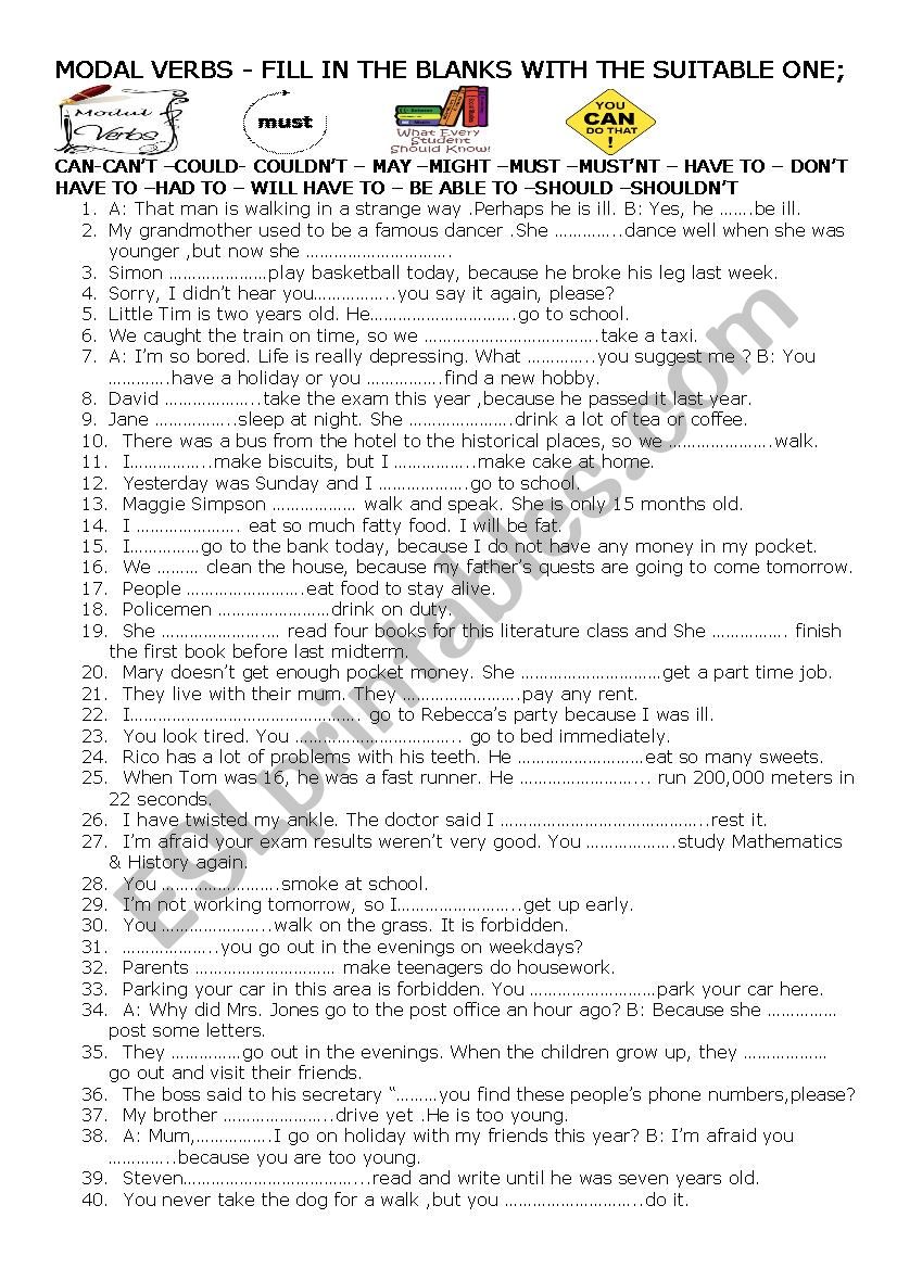 MODAL VERBS worksheet