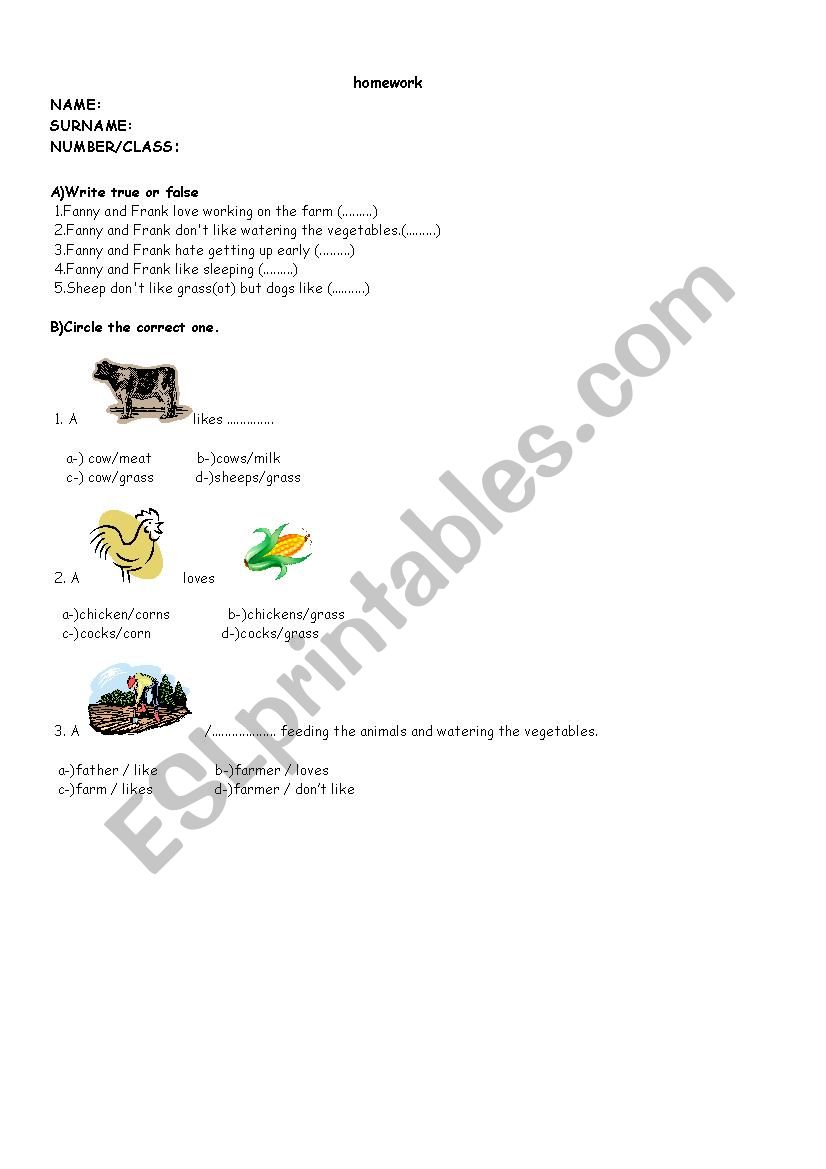 like/ dont like/ hate worksheet