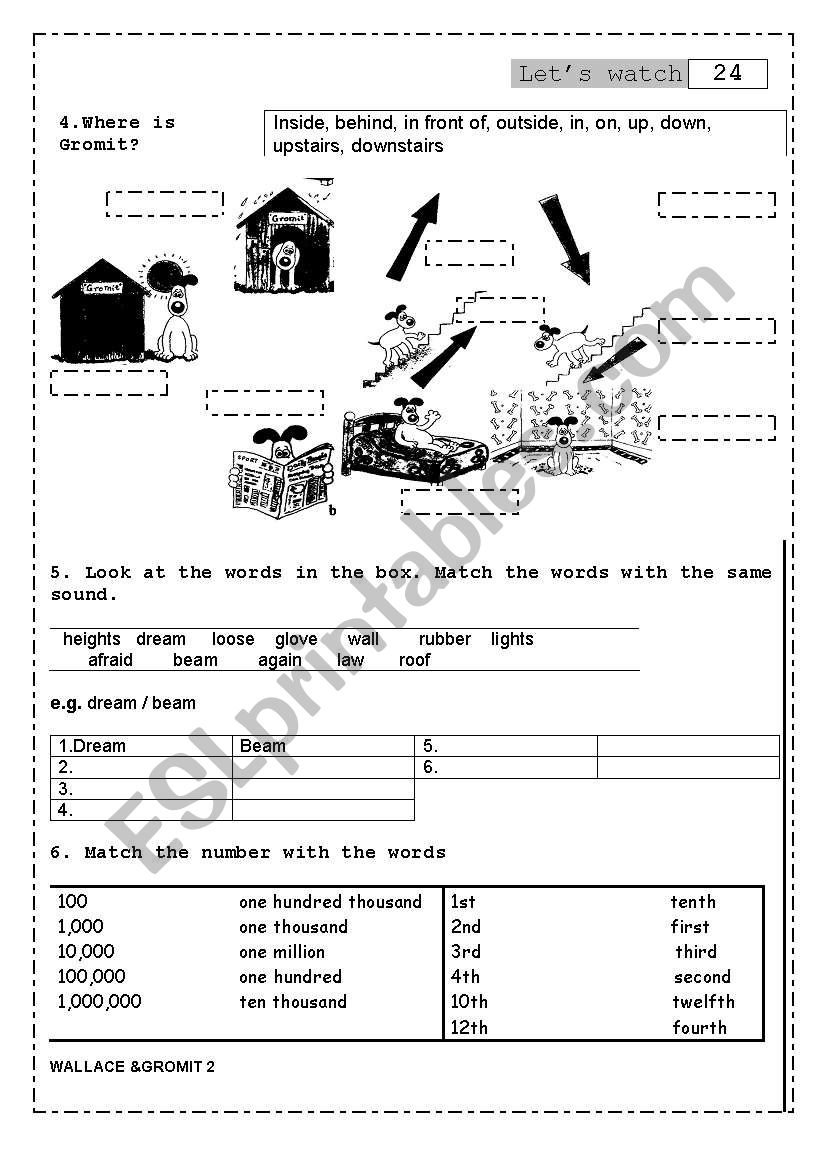wallace and gromit worksheet
