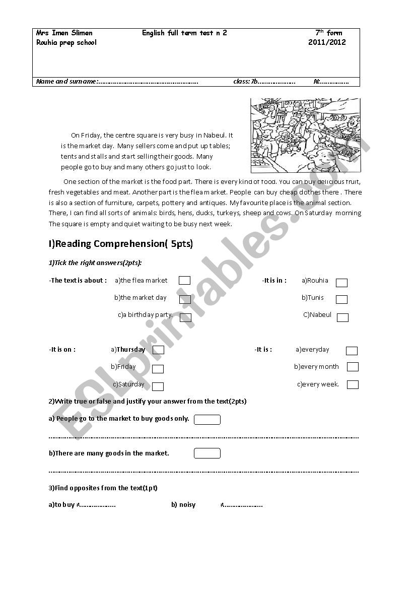 full term exam 7th year number 2