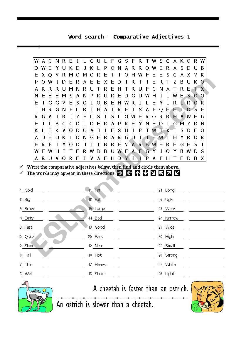 wordsearch-comparatives worksheet