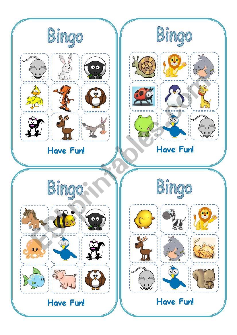Animal Bingo (Boards-Part1) worksheet