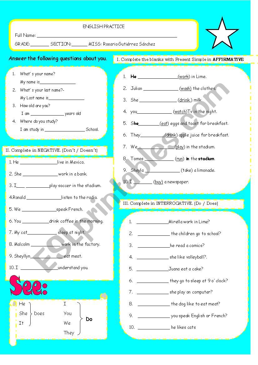 present tense and past tense worksheet