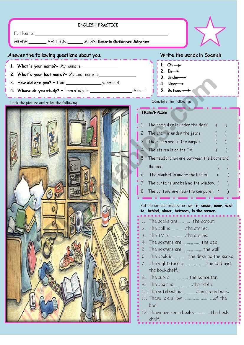 prepositions worksheet