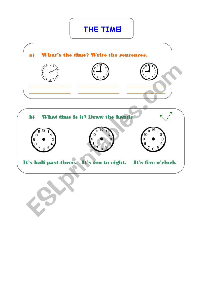 telling the time worksheet