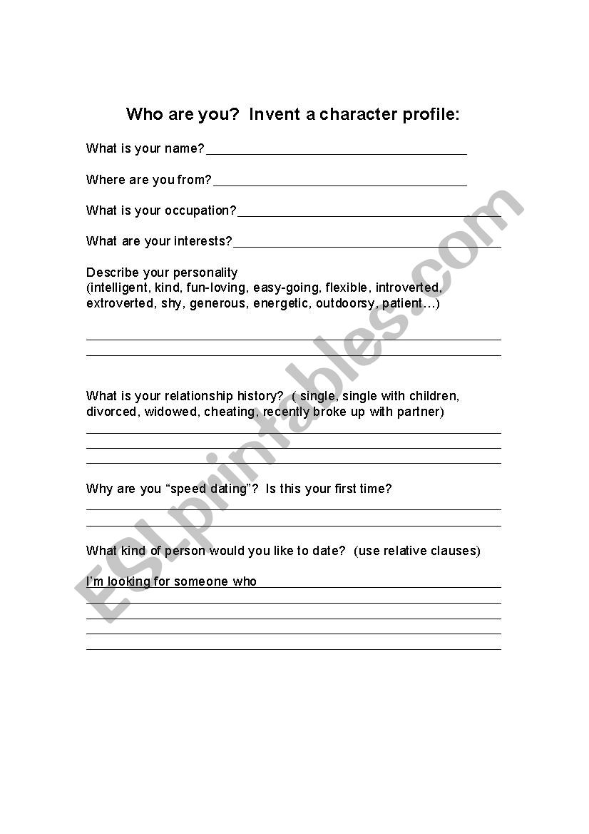 Speed Dating Activity worksheet