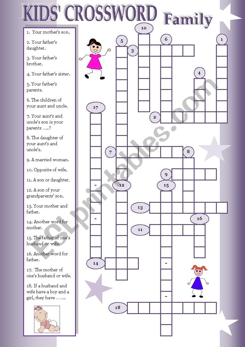 KidsÂ´ Crosswords: Family worksheet