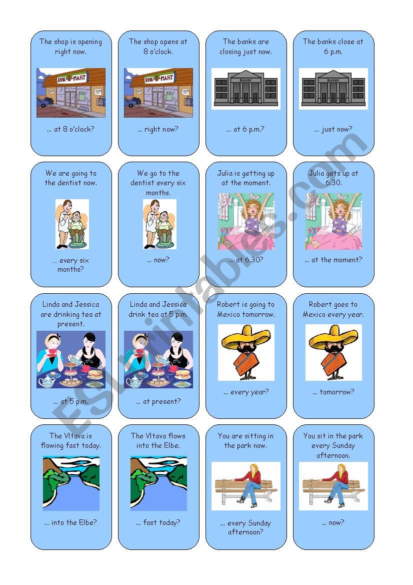 Go fish: present continuous and present simple 04