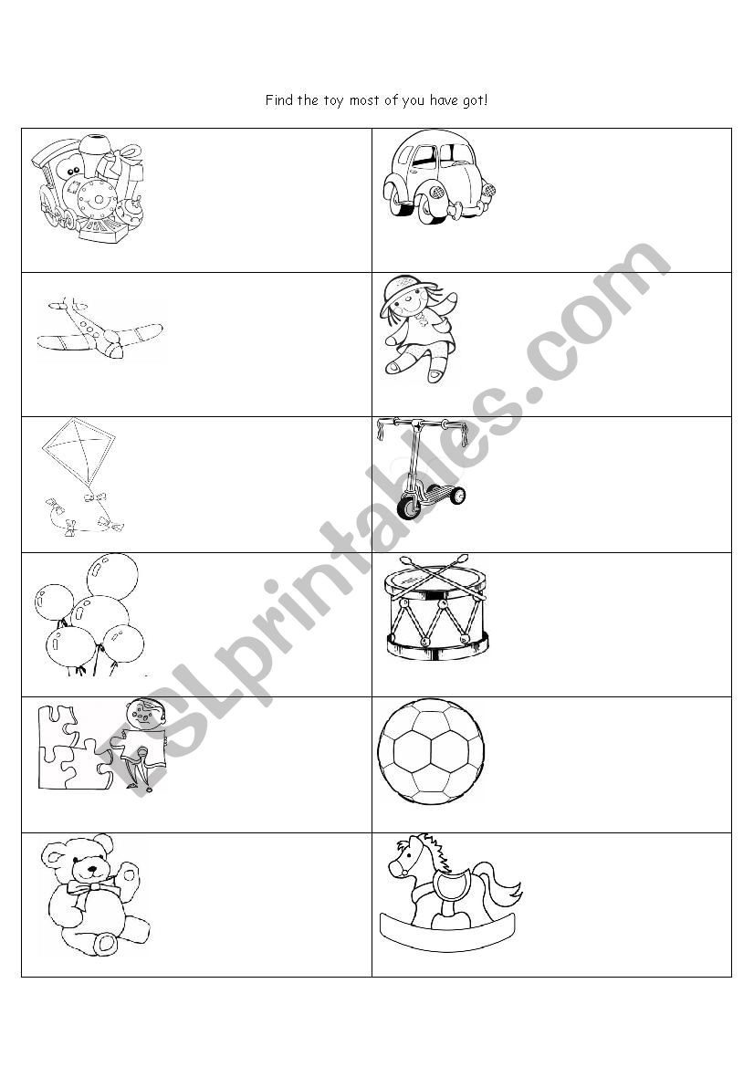 toys questionnare worksheet