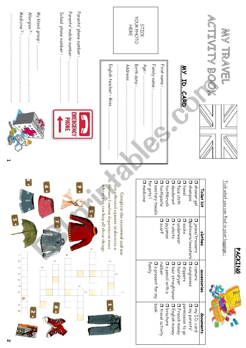 travelbook1 :packing worksheet