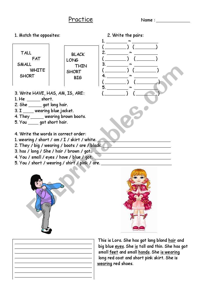 DESCRIBING PEOPLE worksheet