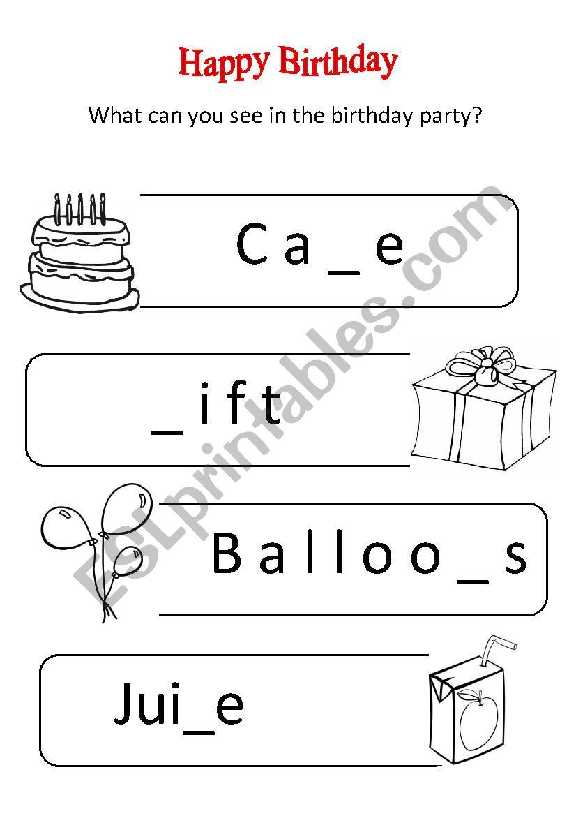 my birthday worksheet