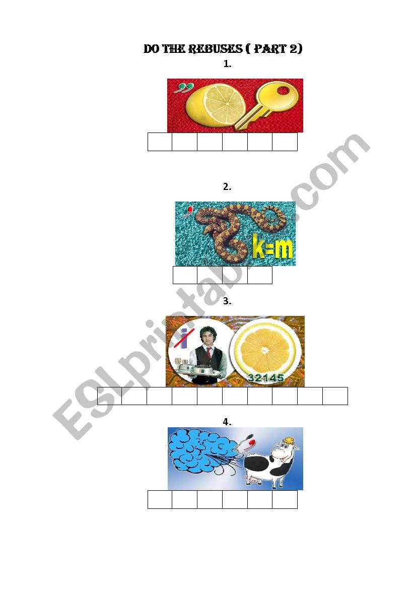 english words in rebuses (part 2) with keys