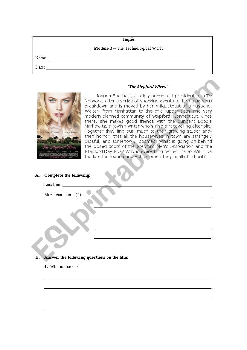 The Stepford wives worksheet
