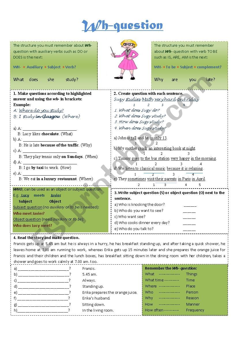 Wh- Question worksheet