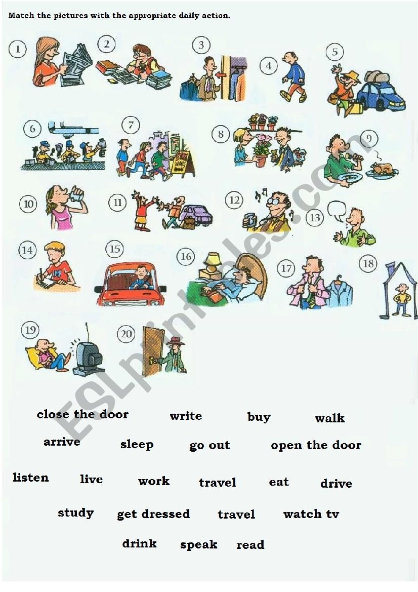 Vocabulary - Daily Actions worksheet