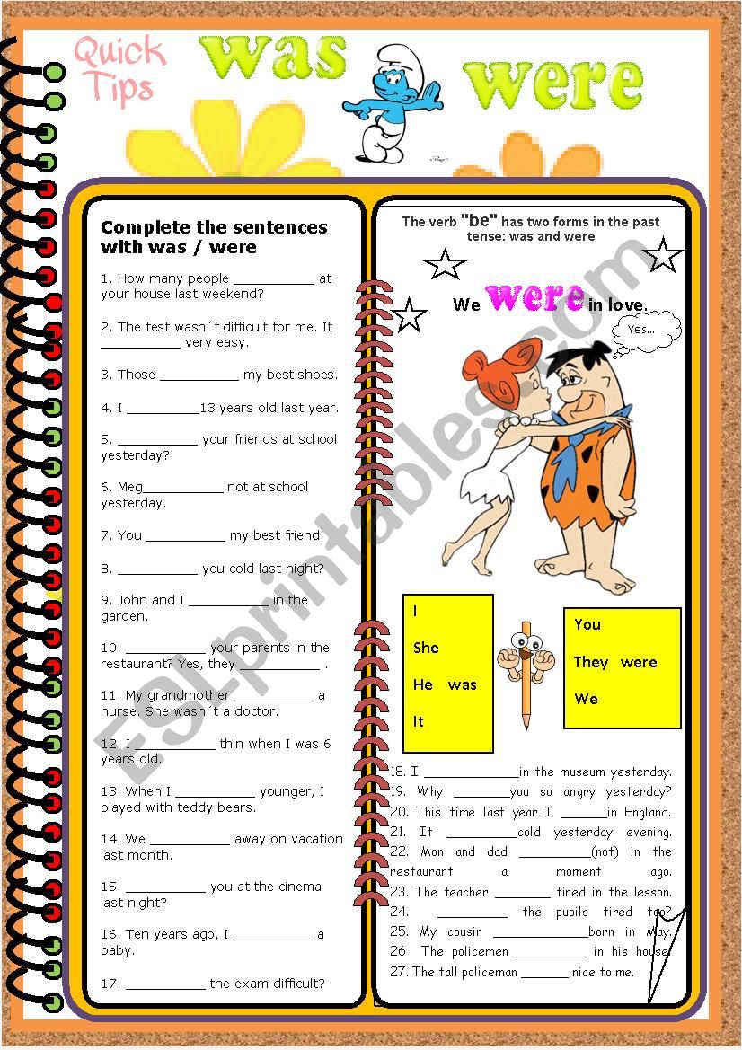 A Series of grammar worksheets  - was / were