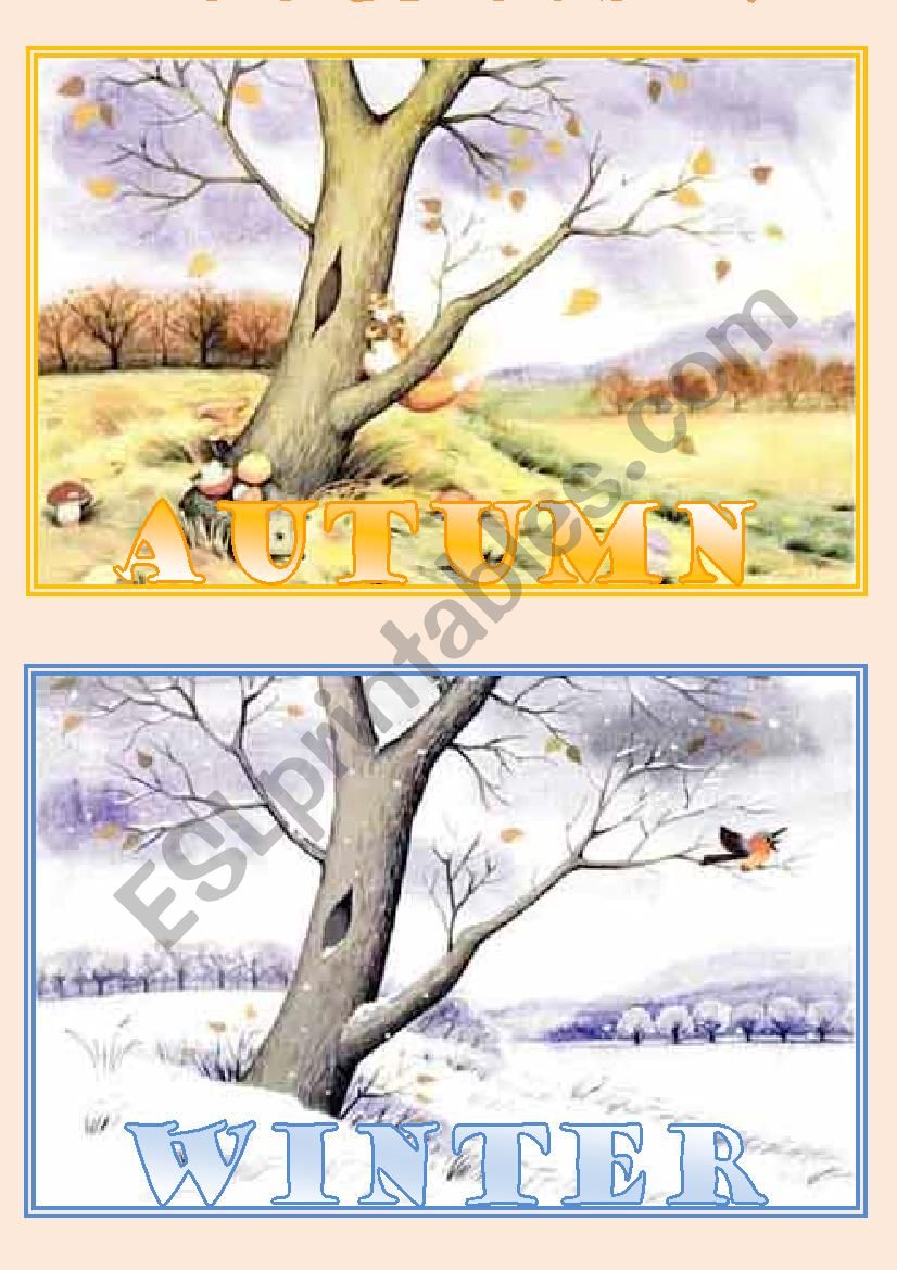 seasons flash-card worksheet