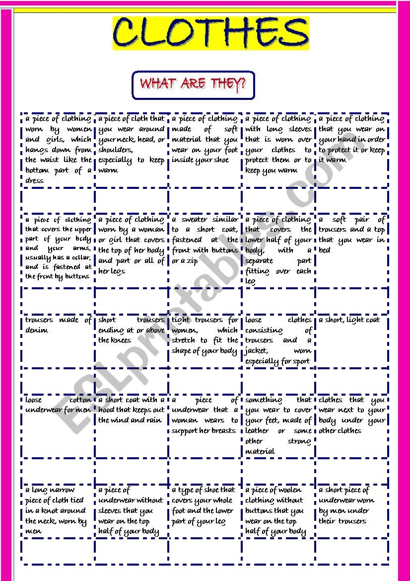 Clothes worksheet