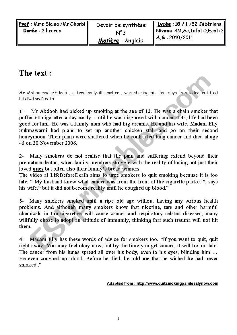 full term test nÂ°3 ( bac blanc)